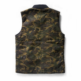 flatlay of the back of The Workhorse Vest in Camo Boss Duck