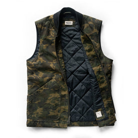 flatlay of The Workhorse Vest in Camo Boss Duck open