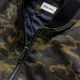material shot of the collar on The Workhorse Vest in Camo Boss Duck
