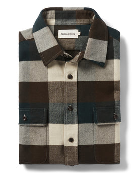 flatlay of The Yosemite Shirt in Evergreen Check, Wovens by Taylor Stitch