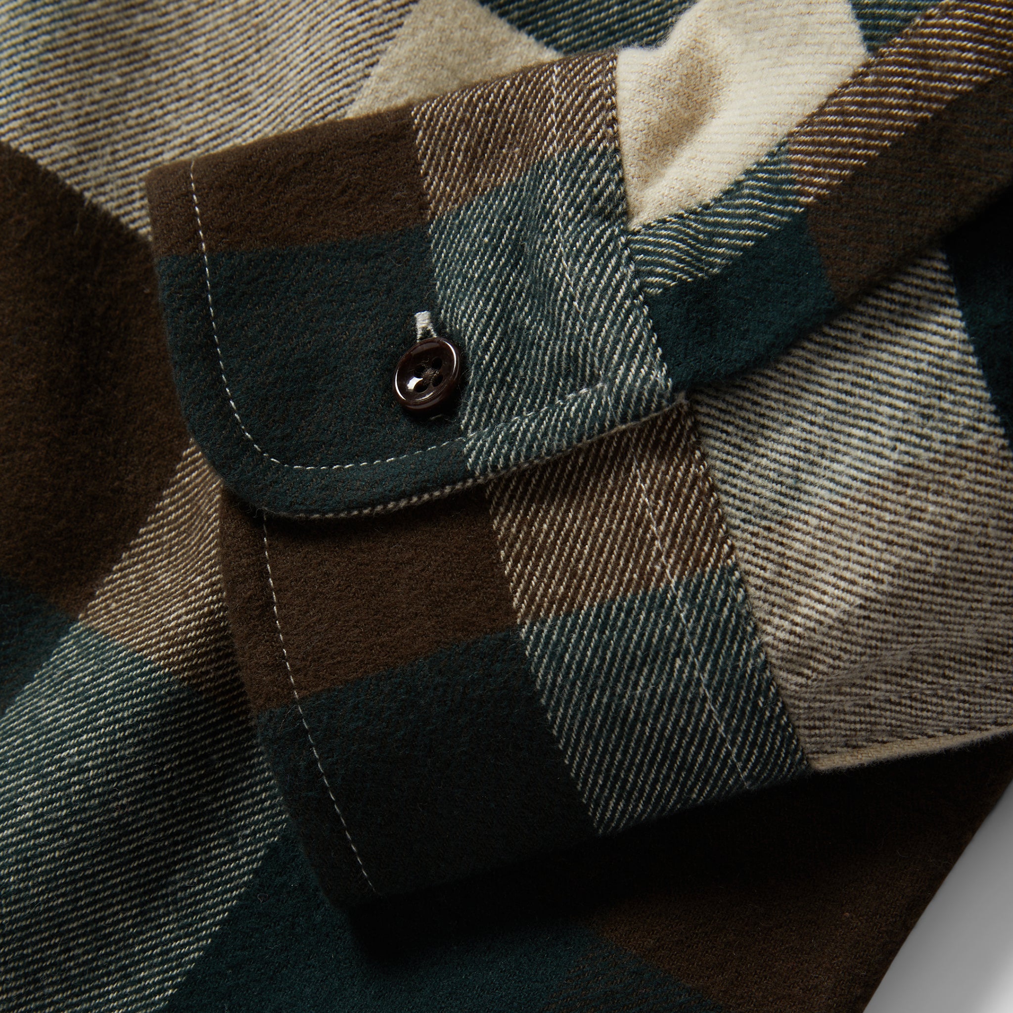 material shot of the cuffs on The Yosemite Shirt in Evergreen Check, Wovens by Taylor Stitch