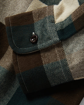 material shot of the cuffs on The Yosemite Shirt in Evergreen Check, Wovens by Taylor Stitch