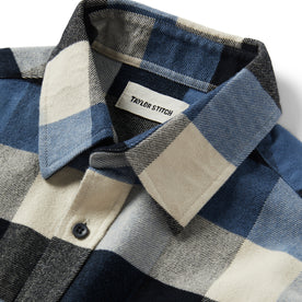 material shot of the collar on The Yosemite Shirt in Icicle Check