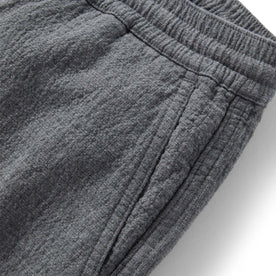 material shot of the pockets on The Apres Pant in Heather Grey Double Cloth