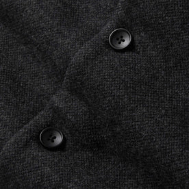 material shot of the buttons on The Weekend Cardigan in Charcoal Herringbone Wool