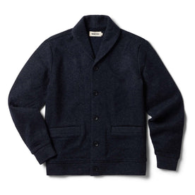 The Weekend Cardigan in Navy Herringbone Wool - featured image