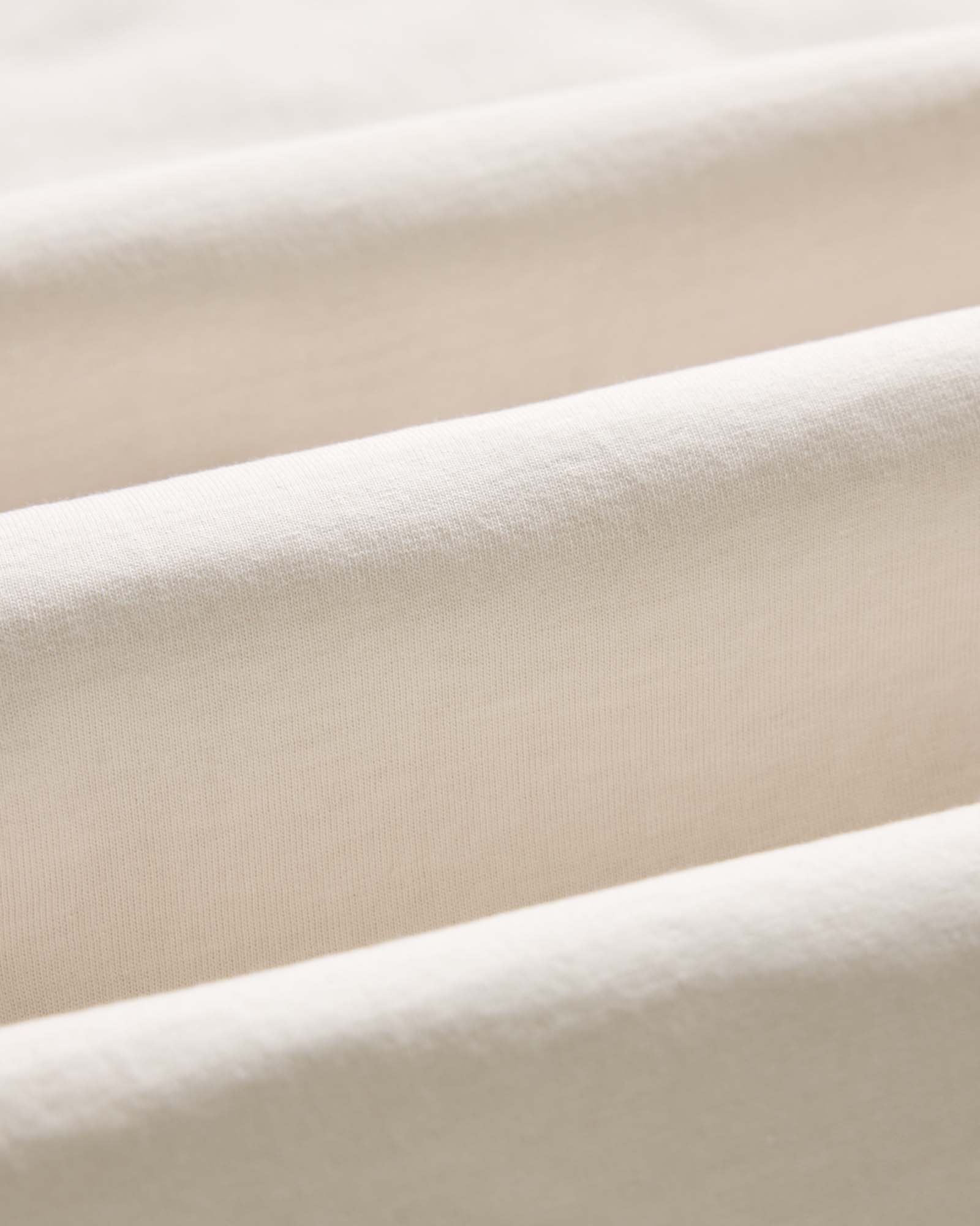 material shot of the sleeve on The Organic Cotton Tee in Vintage White, Knits by Taylor Stitch