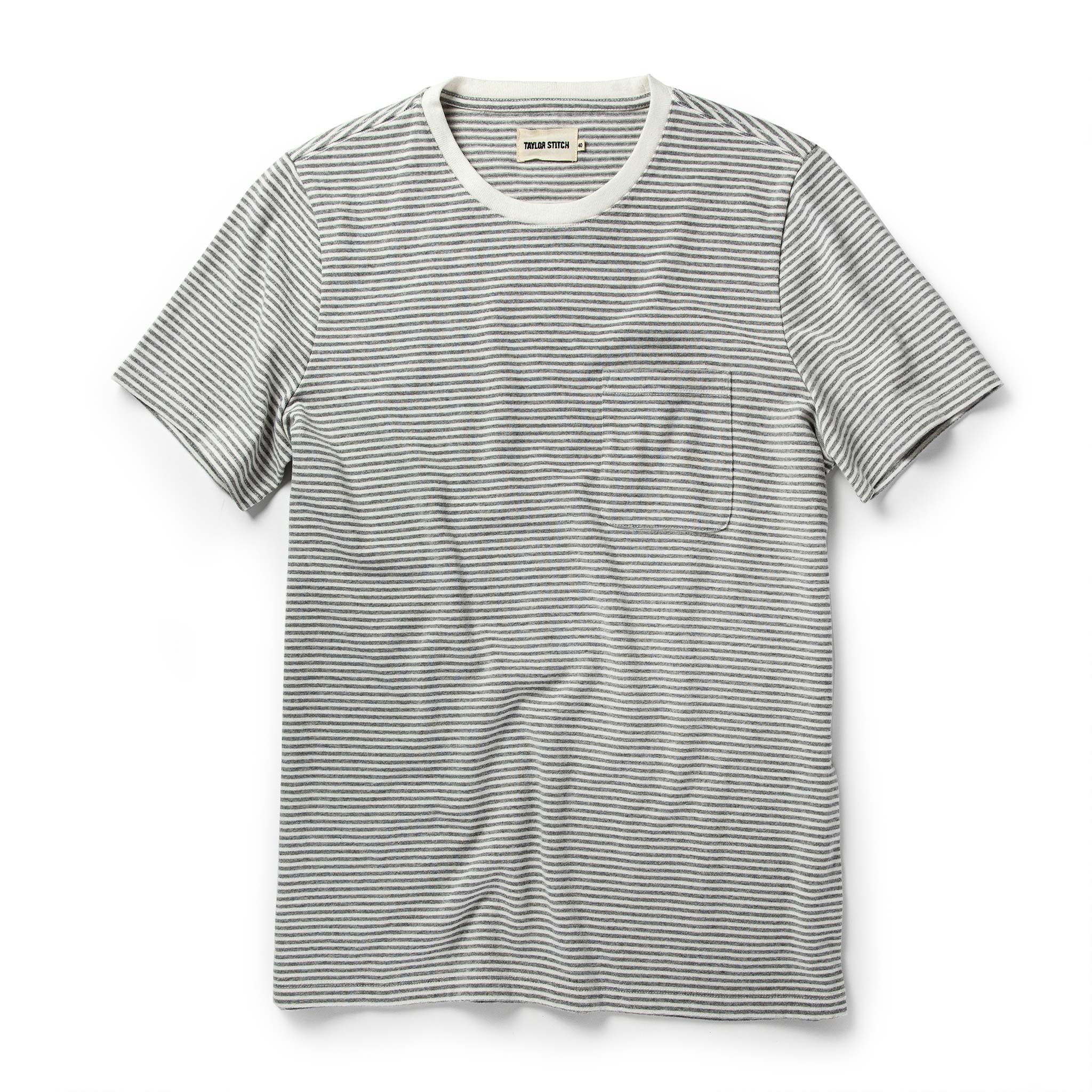 The Heavy Bag Tee in Ash Stripe: Featured Image, Knits by Taylor Stitch