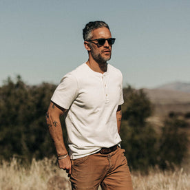 The Short Sleeve Heavy Bag Henley in Natural - featured image