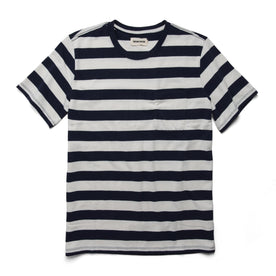 The Heavy Bag Tee in Natural & Navy Rugby Stripe