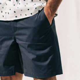 our fit model wearing The Adventure Short in Navy