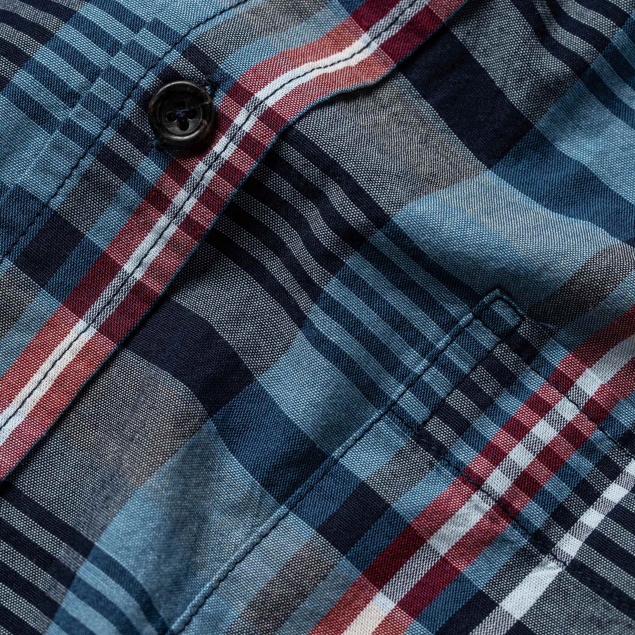 Close up material shot focusing on plaid pattern, Wovens by Taylor Stitch