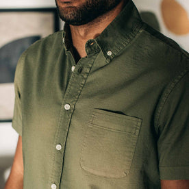 our fit model wearing The Short Sleeve Jack in Cactus