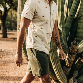 our fit model wearing The Short Sleeve Jack in Sunrise