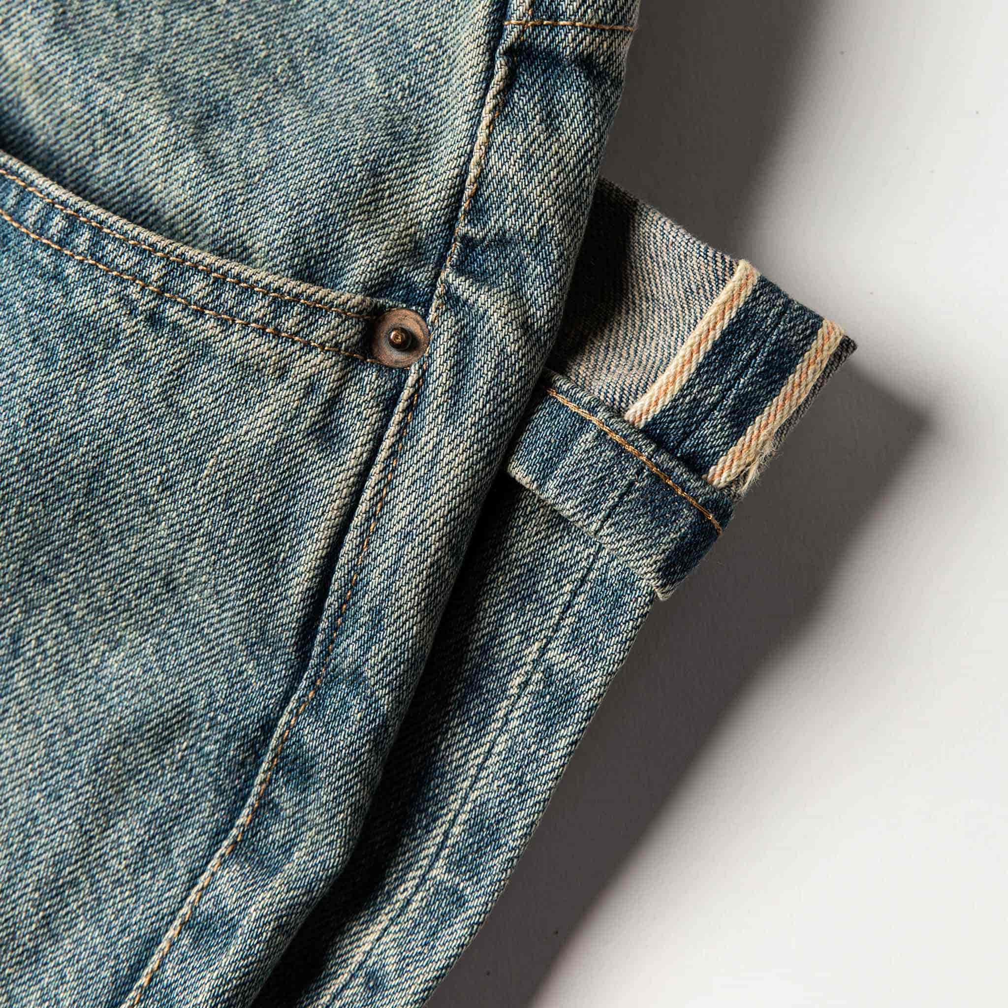 material shot of The Democratic Jean in 24-Month Wash Japanese Selvage—selvage detail closeup, Denim by Taylor Stitch