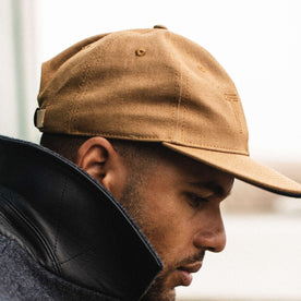 our fit model wearing The Ball Cap in British Khaki