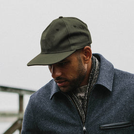 our fit model wearing The Ball Cap in Olive