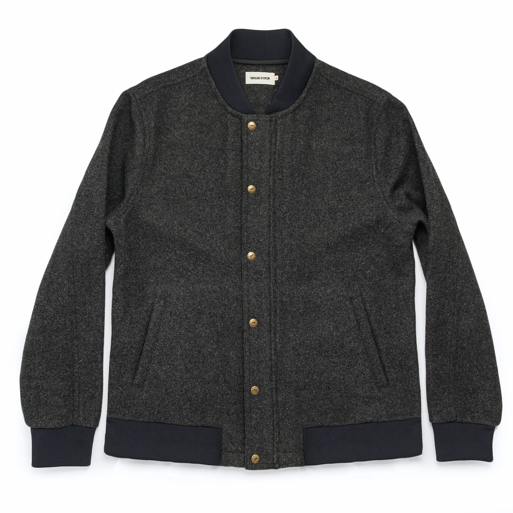 The Bomber Jacket in Charcoal Wool: Featured Image, Outerwear by Taylor Stitch