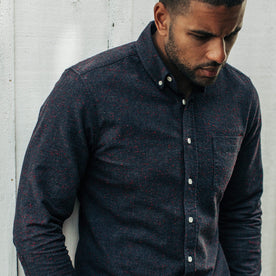 Our fit model wearing the Jack in Midnight Donegal