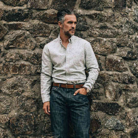 Our fit model wearing The Jack in Natural Donegal