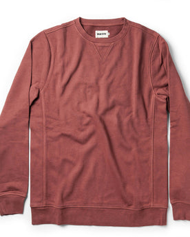 flatlay of The Crewneck in Brick Red Terry, Knits by Taylor Stitch