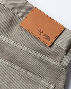 material shot of leather patch, Bottoms by Taylor Stitch