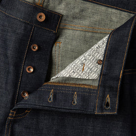 material shot of button fly