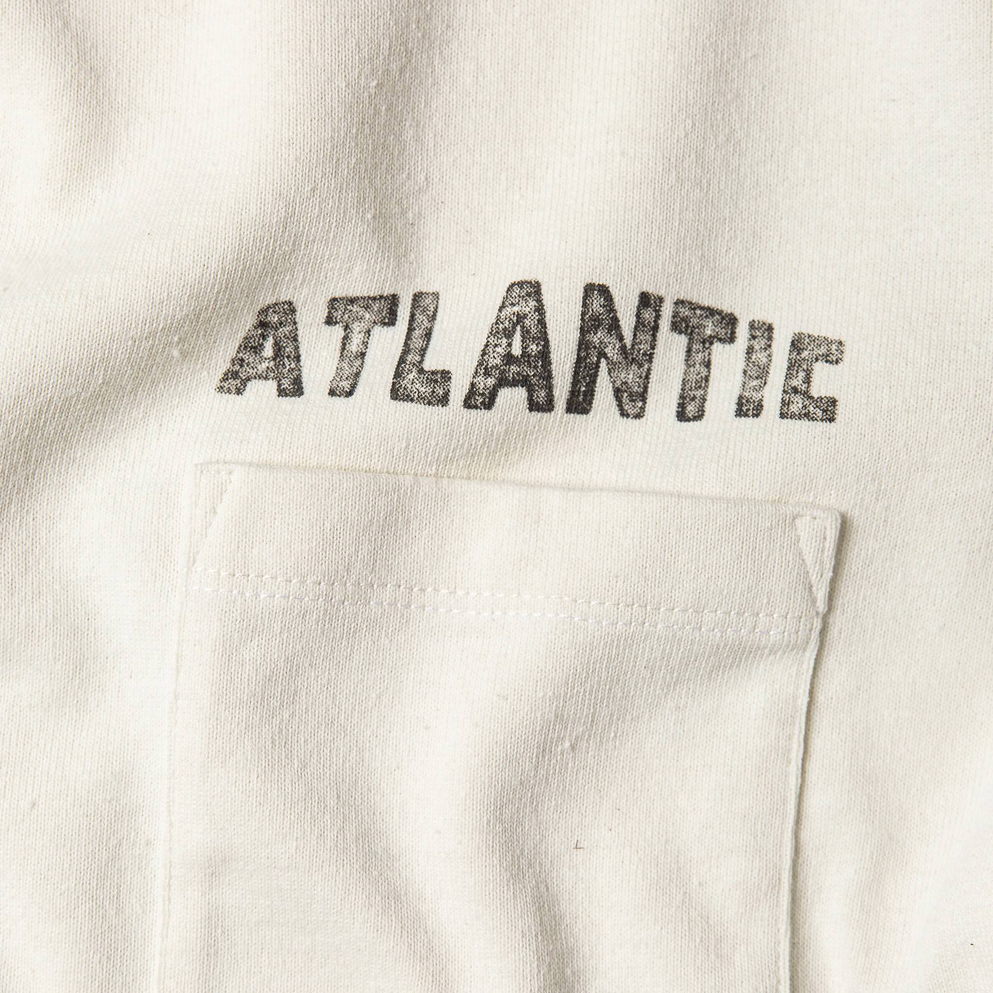 material shot of chest pocket with "atlantic" text , Knits by Taylor Stitch