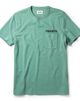 flatlay of The Heavy Bag Tee in Pacific, Knits by Taylor Stitch