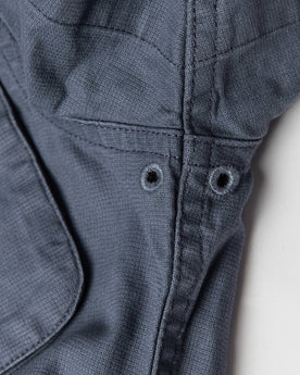 material shot of under arm detail, Wovens by Taylor Stitch