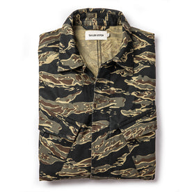folded flatlay of The Jungle Shirt in Tiger Camo