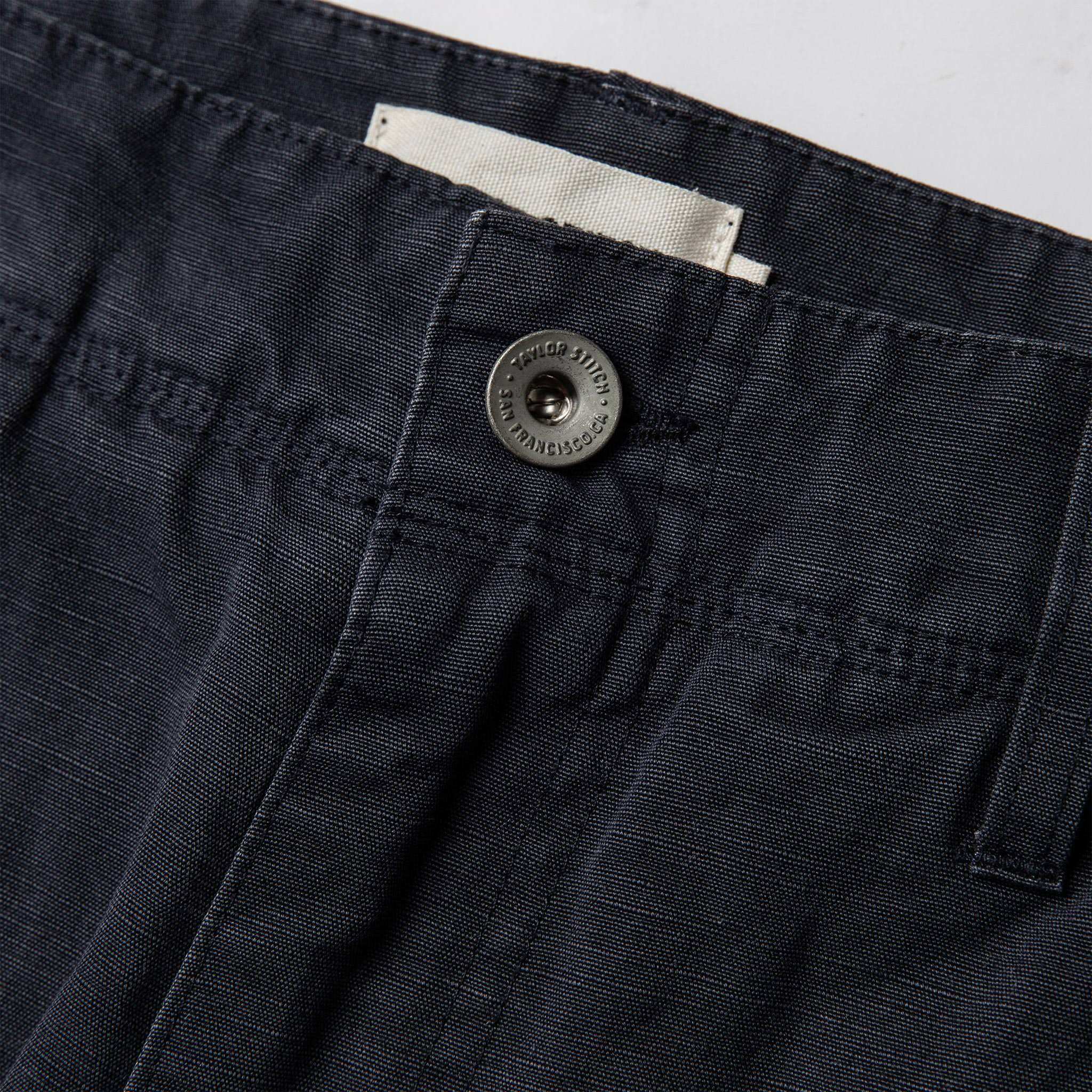 material shot of button, Bottoms by Taylor Stitch