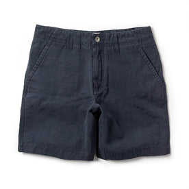 flatlay of The Morse Short in Navy Slub Linen