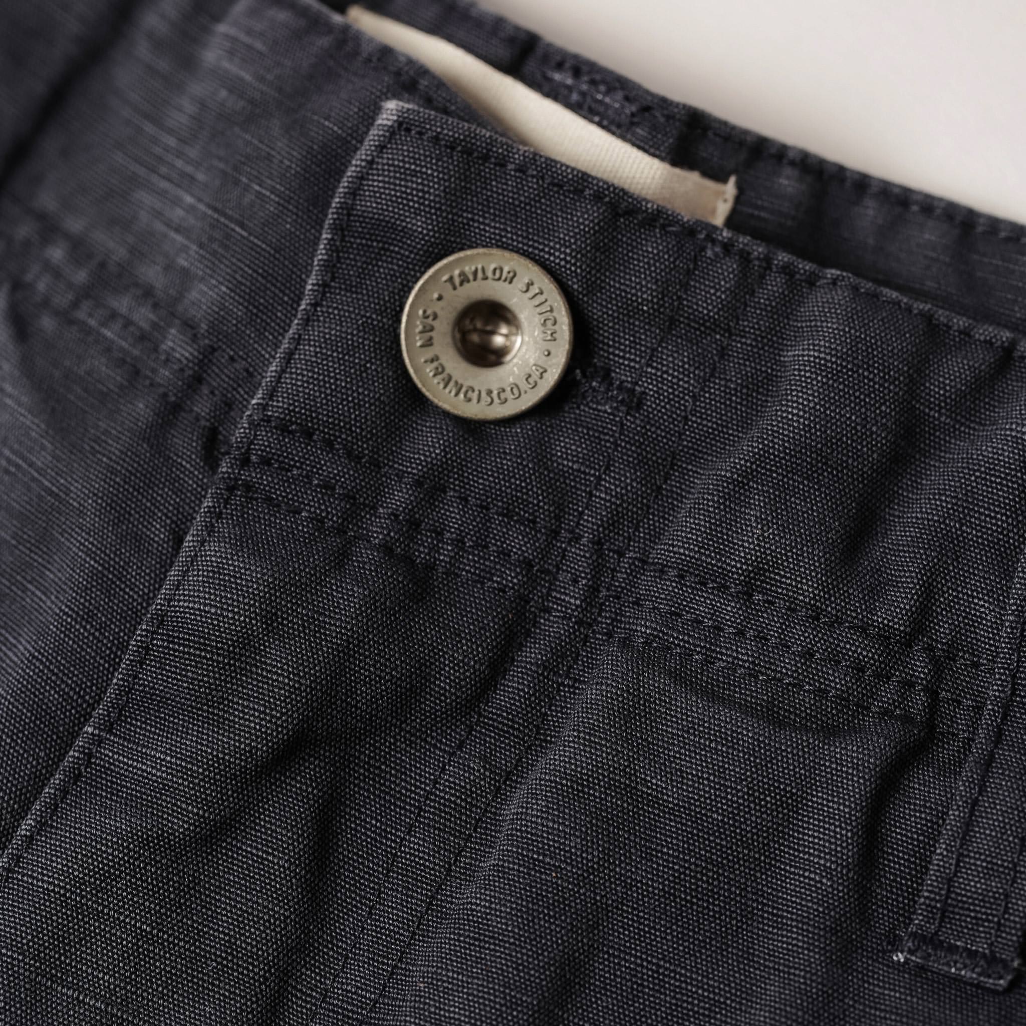 material shot of button, Shorts by Taylor Stitch