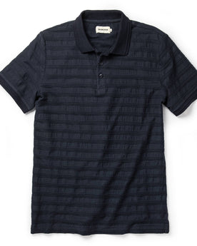 flatlay of The Polo in Dark Navy Jacquard , Knits by Taylor Stitch