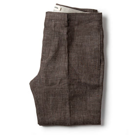 folded flatlay of The Sheffield Trouser in Cocoa Linen