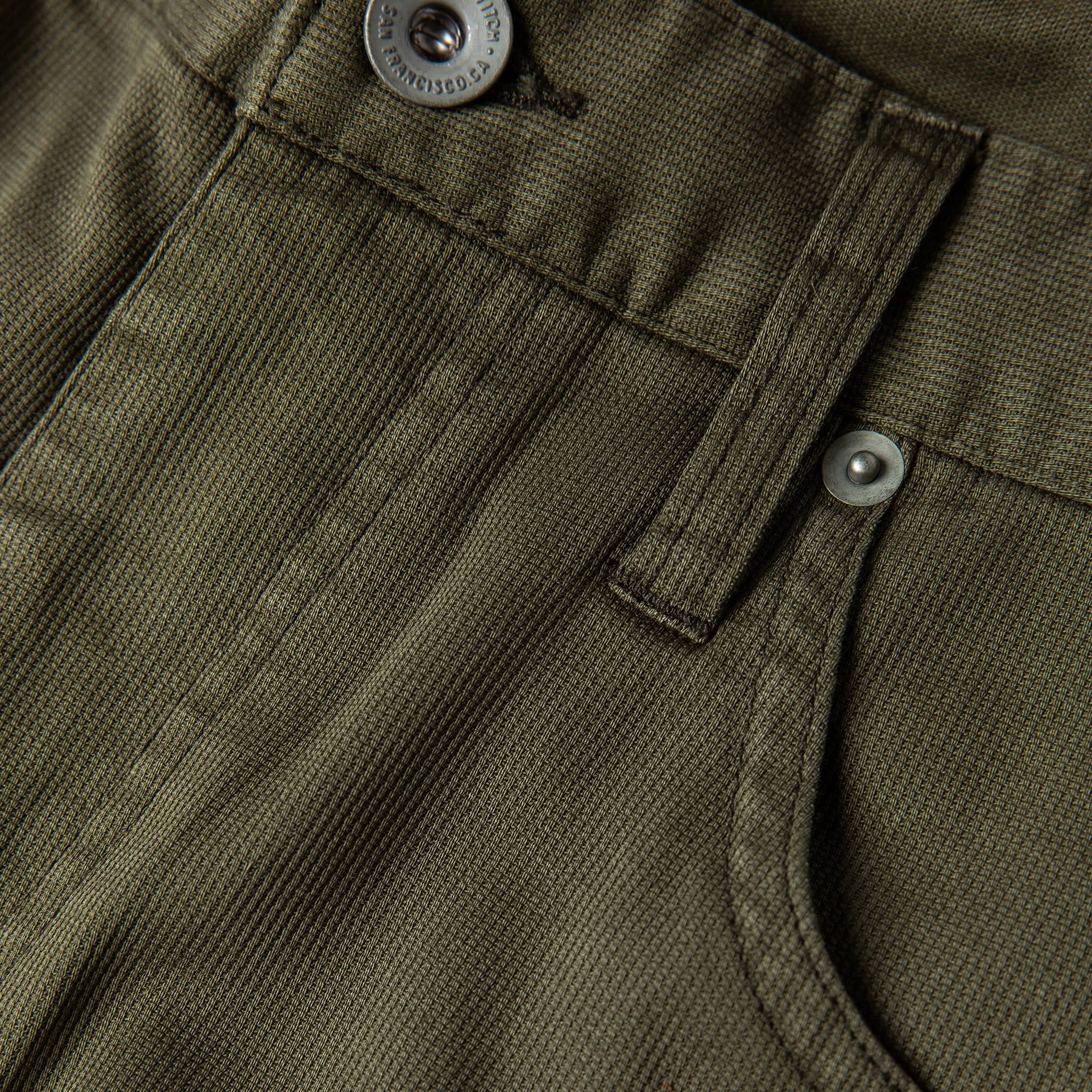 material shot near pocket, Bottoms by Taylor Stitch