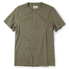 The Short Sleeve Heavy Bag Henley in Washed Olive - featured image