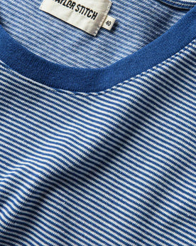  collar material shot of The Heavy Bag Ringer in Royal Blue Stripe, Knits by Taylor Stitch