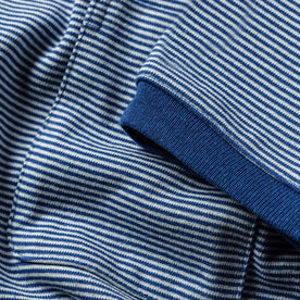 sleeve material shot of The Heavy Bag Ringer in Royal Blue Stripe