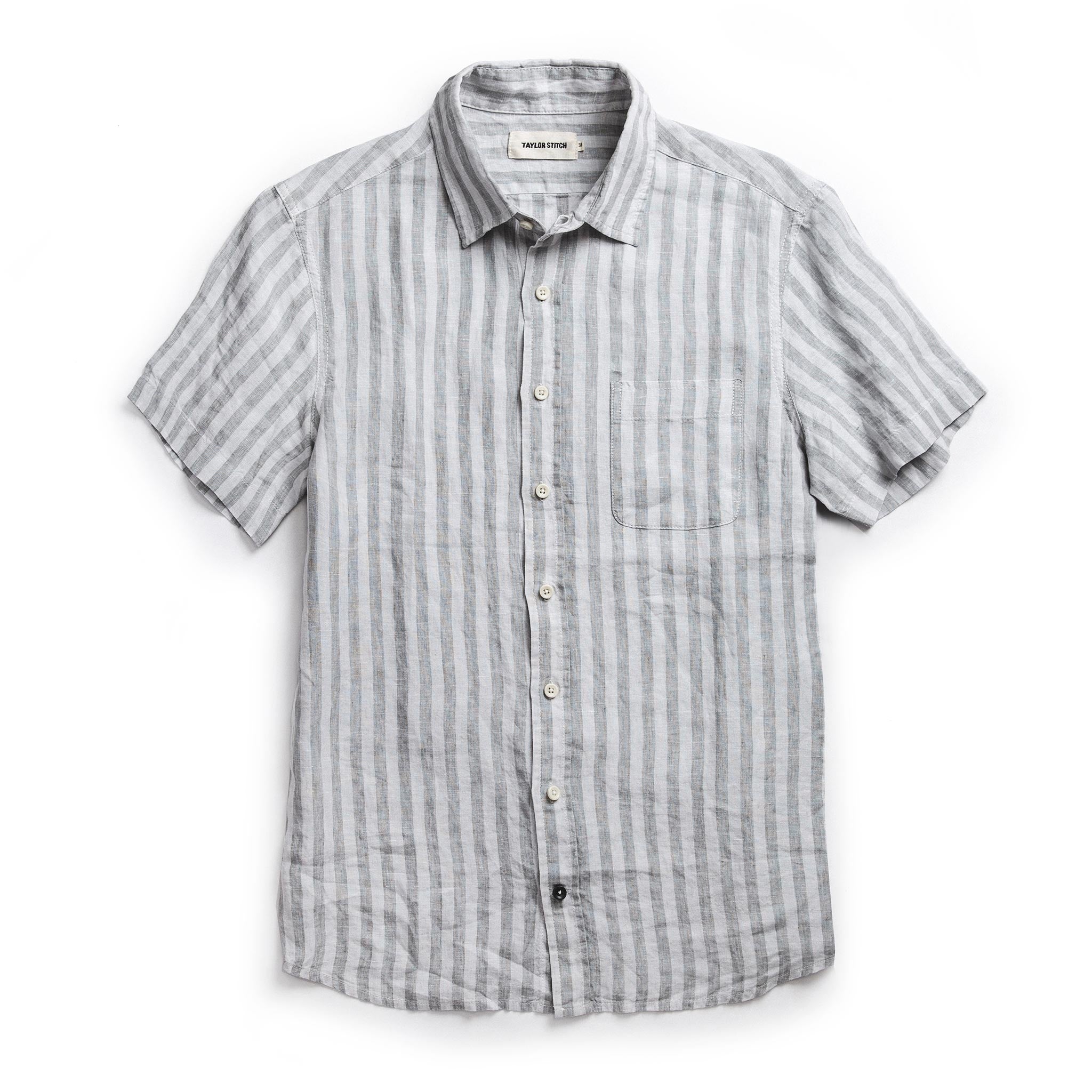 The Short Sleeve California in Grey Stripe: Featured Image, Wovens by Taylor Stitch