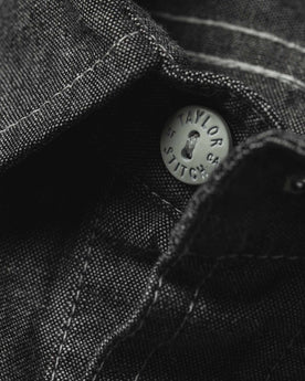 material shot of collar button, Wovens by Taylor Stitch