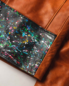 closeup of The Moto Jacket in Whiskey & Cosmos, Outerwear by Taylor Stitch