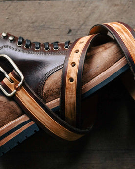 The Stitched Belt in Cortado paired with the trench boot, Accessories by Taylor Stitch