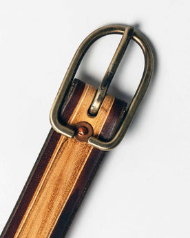 studio shot of The Stitched Belt in Cortado—buckle material, Accessories by Taylor Stitch