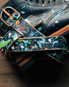 The Stitched Belt in Cosmos paired with the boot, Accessories by Taylor Stitch