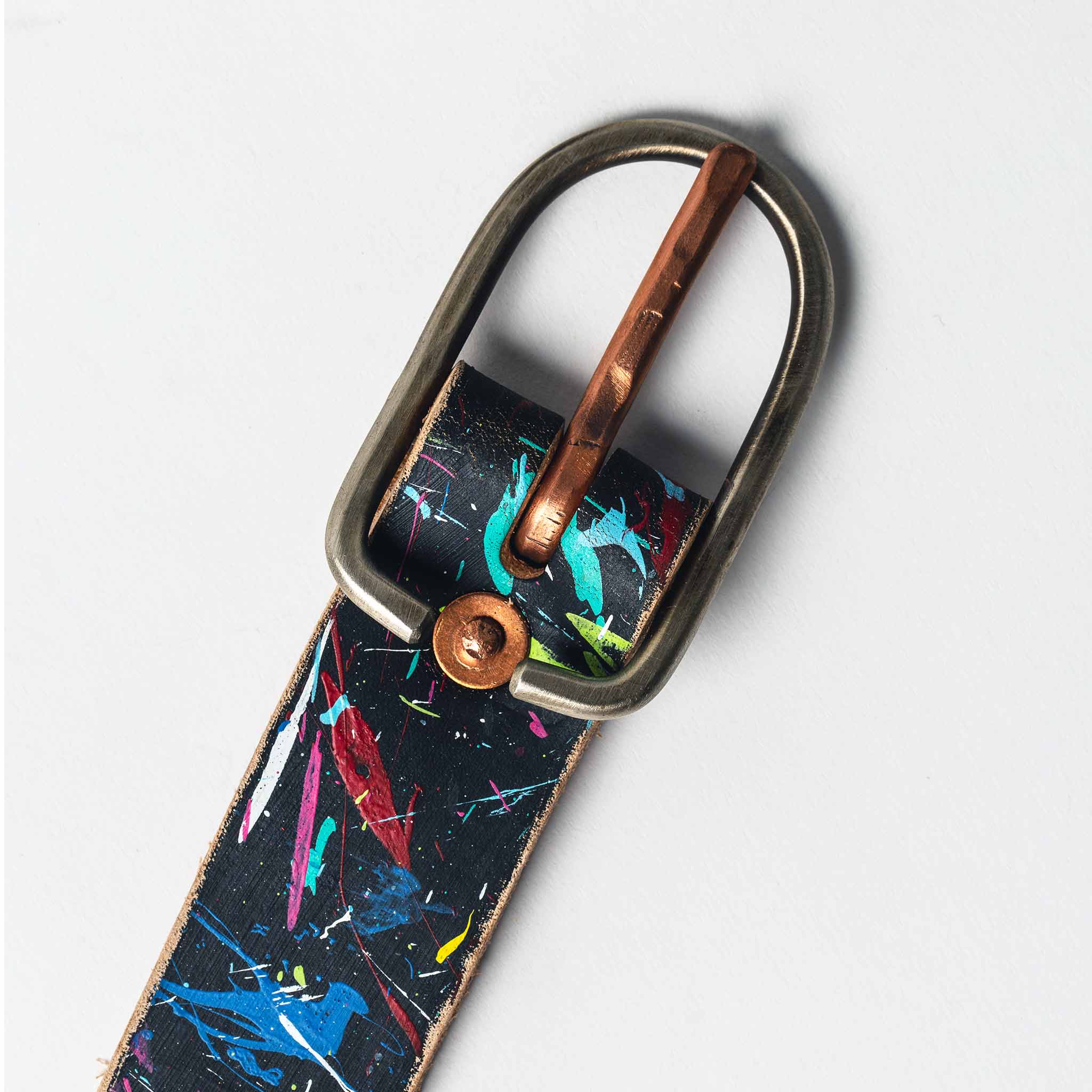 exterior buckle shot of The Stitched Belt in Cosmos, Accessories by Taylor Stitch