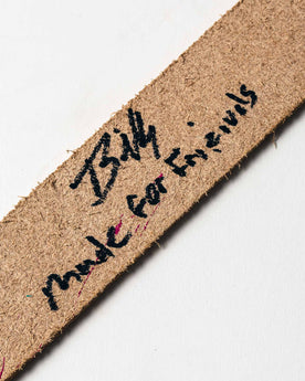signed interior of The Stitched Belt in Cosmos, Accessories by Taylor Stitch