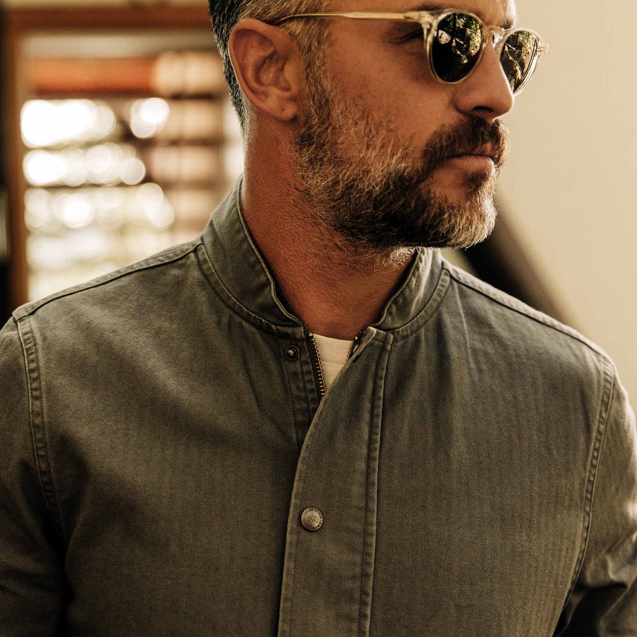 The Bomber Jacket in Washed Slate Herringbone: Alternate Image 2, Outerwear by Taylor Stitch