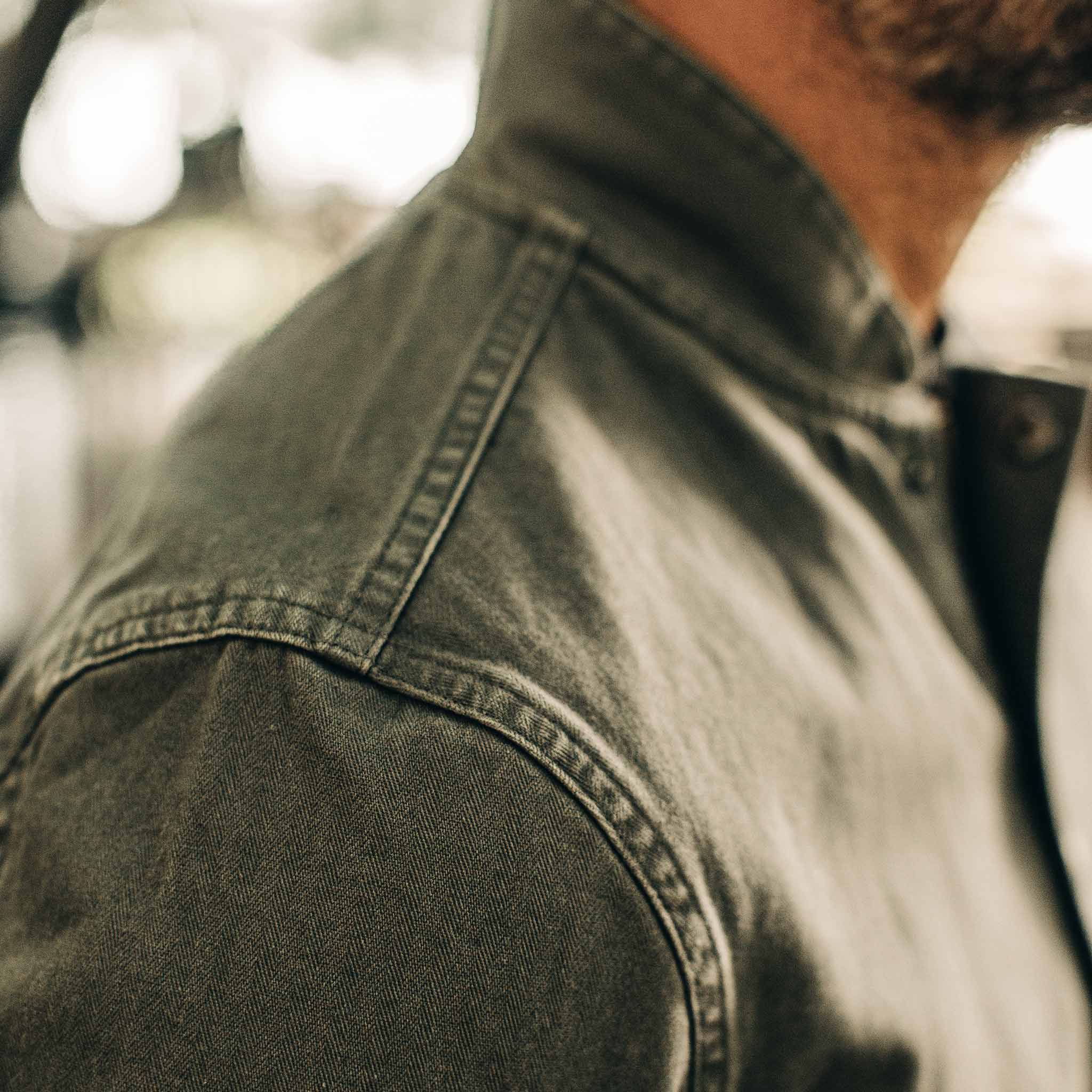 The Bomber Jacket in Washed Slate Herringbone: Alternate Image 3, Outerwear by Taylor Stitch